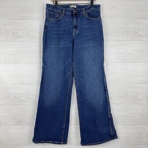 Nili Lotan X Target Women Sz 14 High Rise Wide Leg Jeans Blue Side Button Baggy